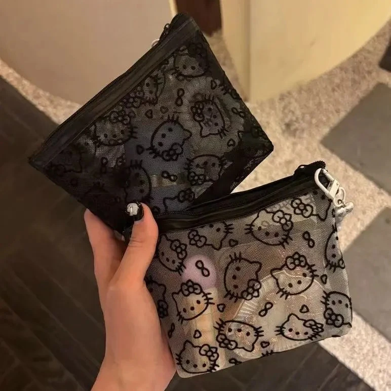 透明网纱补妆包便携外出化妆包收纳旅行装实用零钱包耳机包手拿包