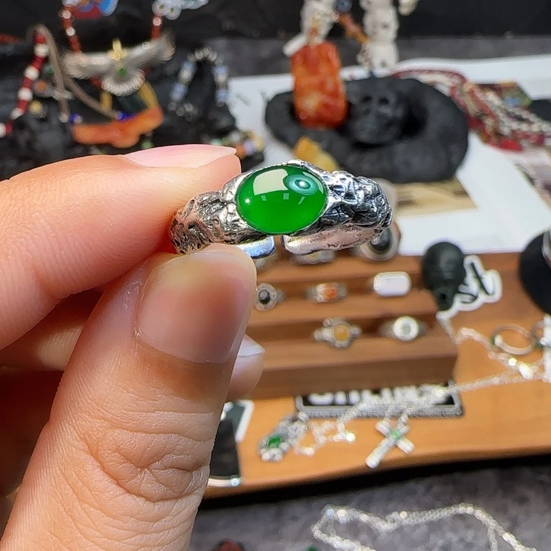 翡翠银S925镶嵌戒指