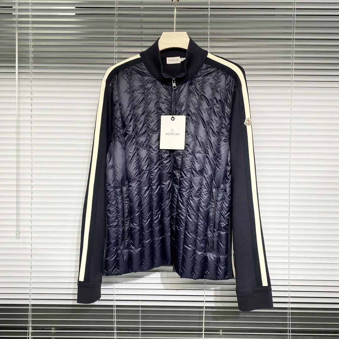 99新 MONCLER 袖标logo 针织拼接 羽绒夹克 外套 XXL码 a251