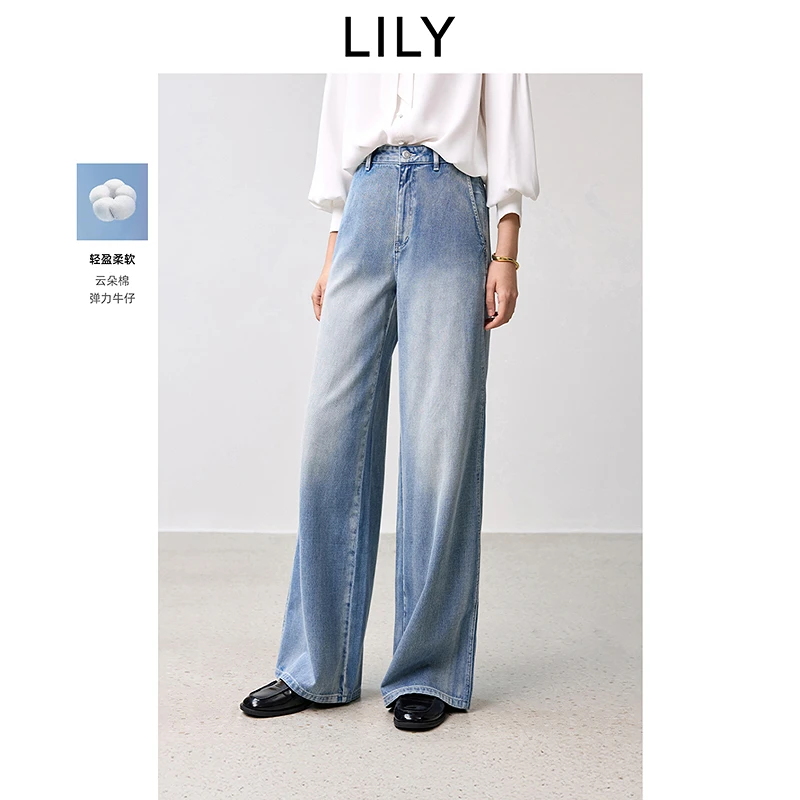 【云朵PLUS牛仔】LILY25春新款复古高腰直筒女装牛仔裤125109GJ905