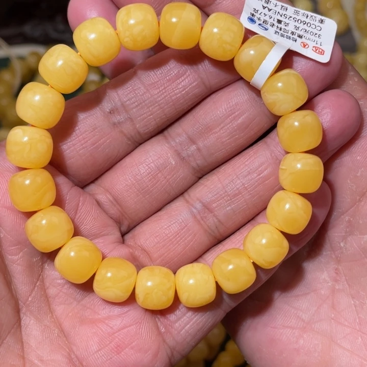A***赵蜜蜡未镶嵌珠宝奇石11mm焦皮同料老型手串16.47