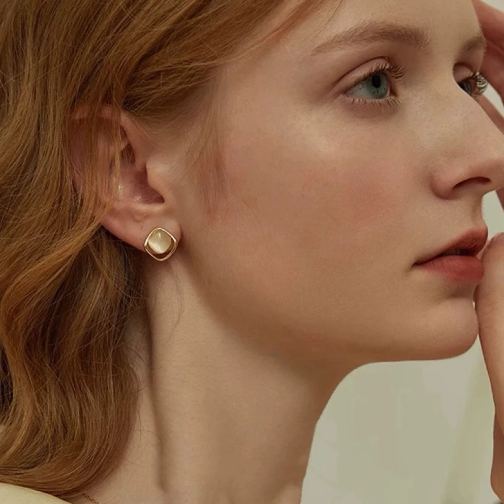 猫眼石【灵光跃动】s0283⭐BZN简约气质方形耳环