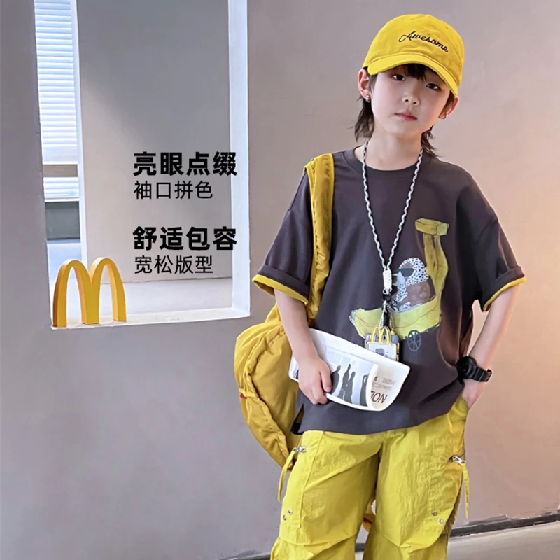 男童短袖T恤2025夏季炸街新款儿童半袖中大童上衣洋气百搭男孩潮t