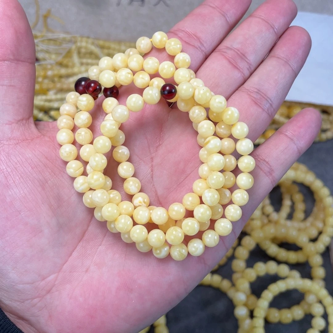 蜜蜡裸石未镶嵌蜜蜡佛珠6.8mm