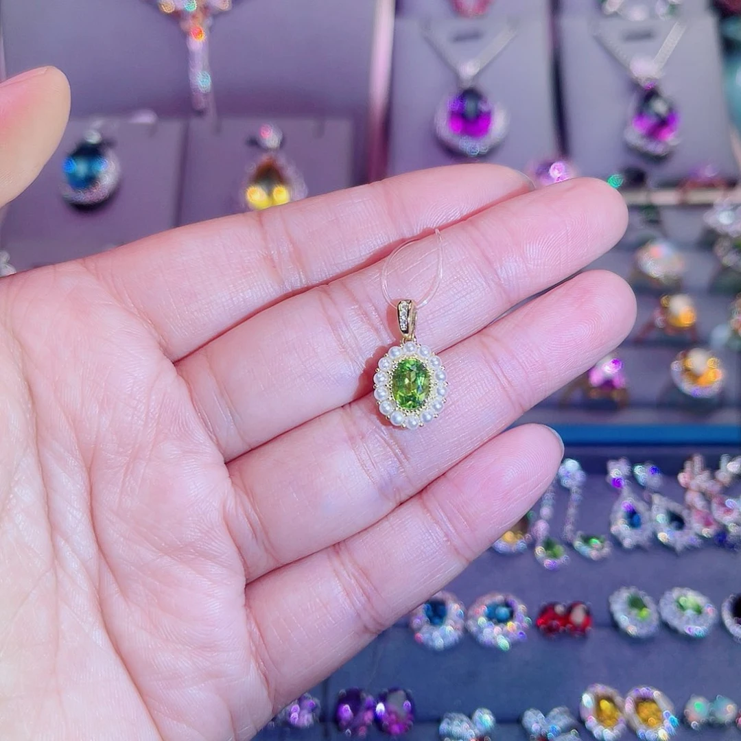 吊坠(赠链)银S925镶嵌橄榄石