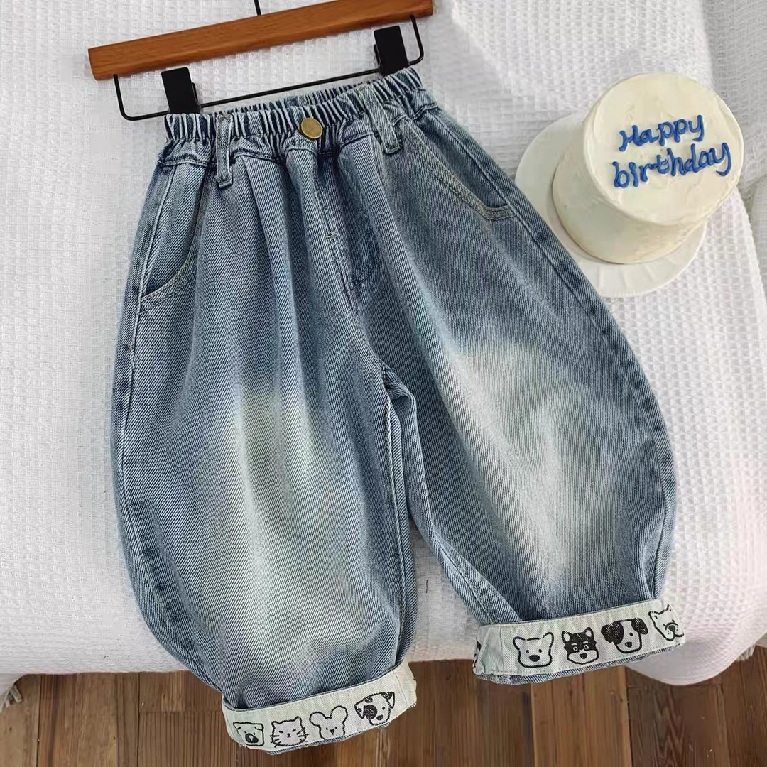 儿童牛仔裤春秋可开裆男童休闲裤子2025新款女童春装宝宝纯棉长裤