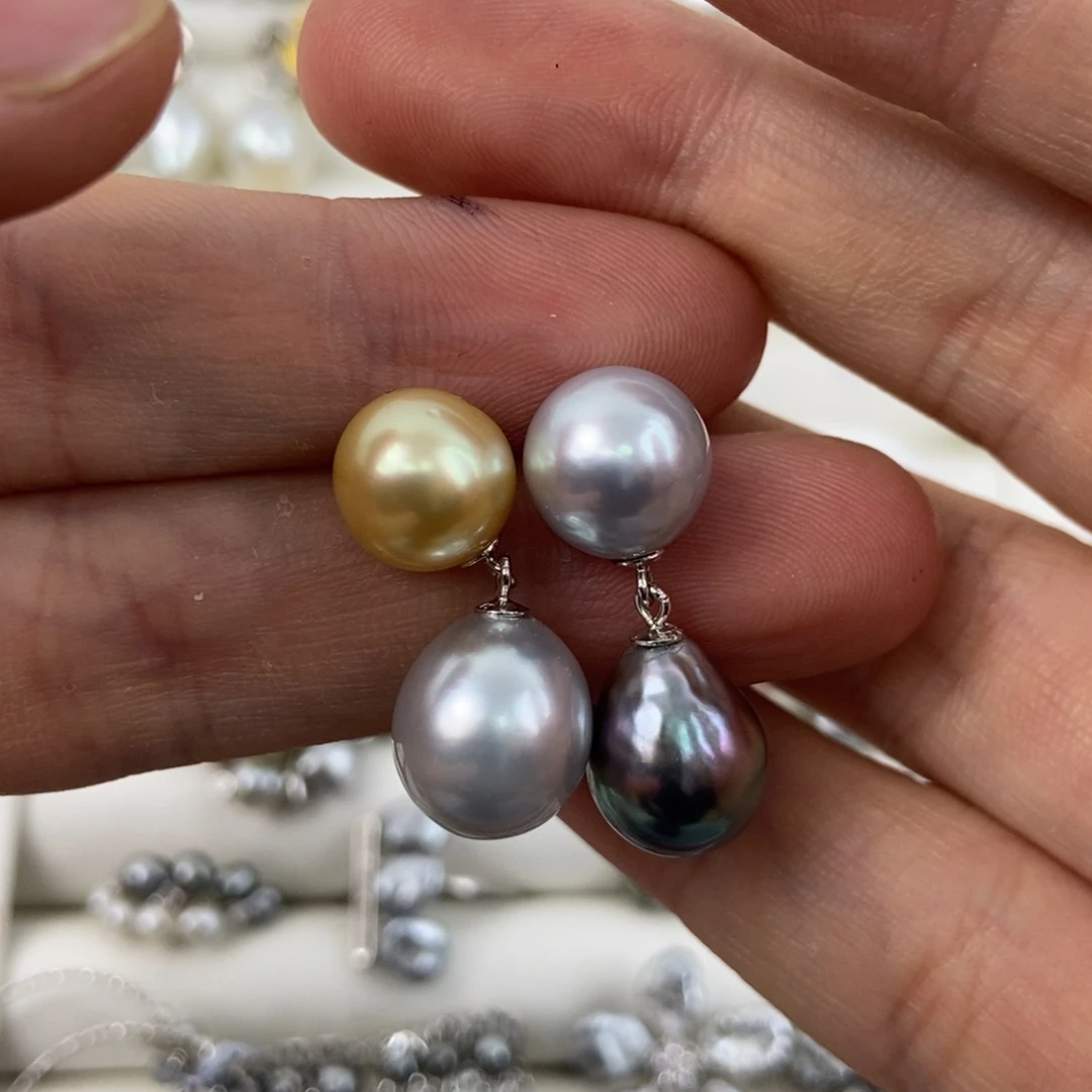 银S925镶嵌海水珍珠耳饰?****?