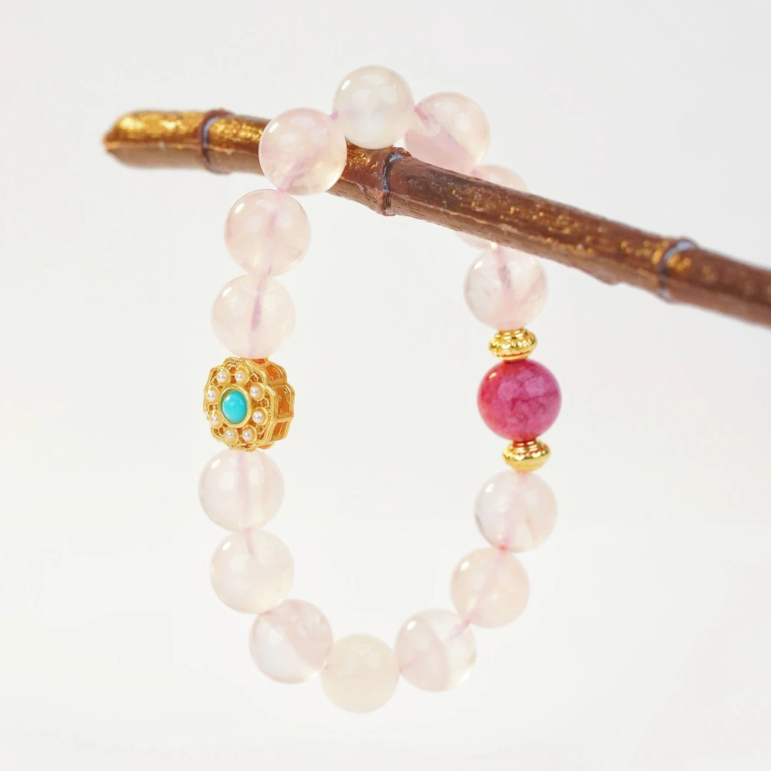 【达播】「白月光」粉水晶白月光樱花雨蔷薇辉桃花水晶手串河图洛