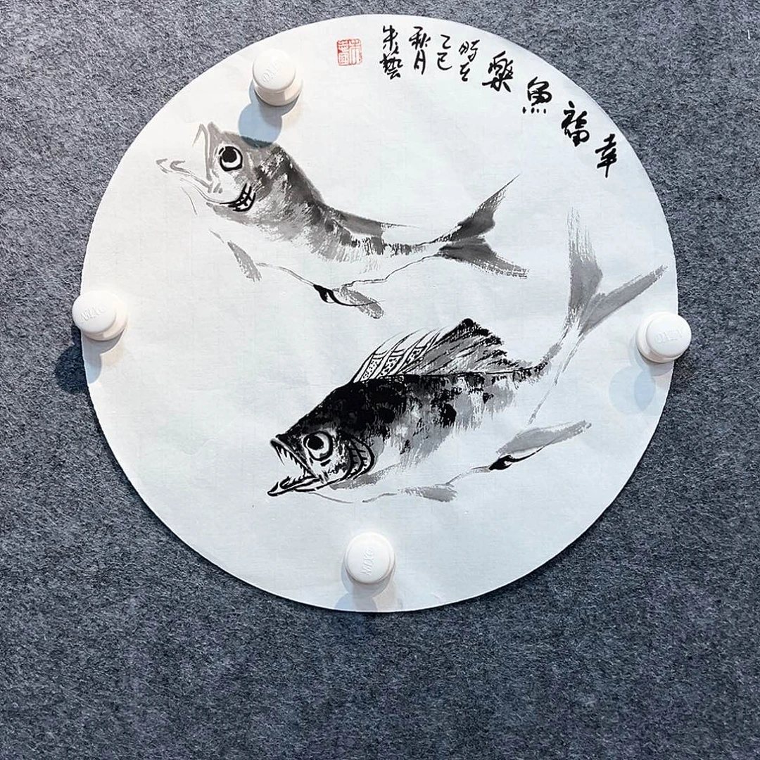 国画纯手绘画心原创