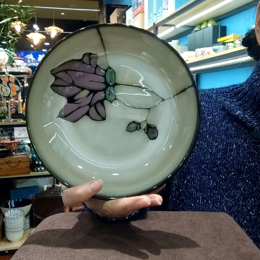 瓷片旋*小可陶瓷高温釉下彩一组三个小深盘