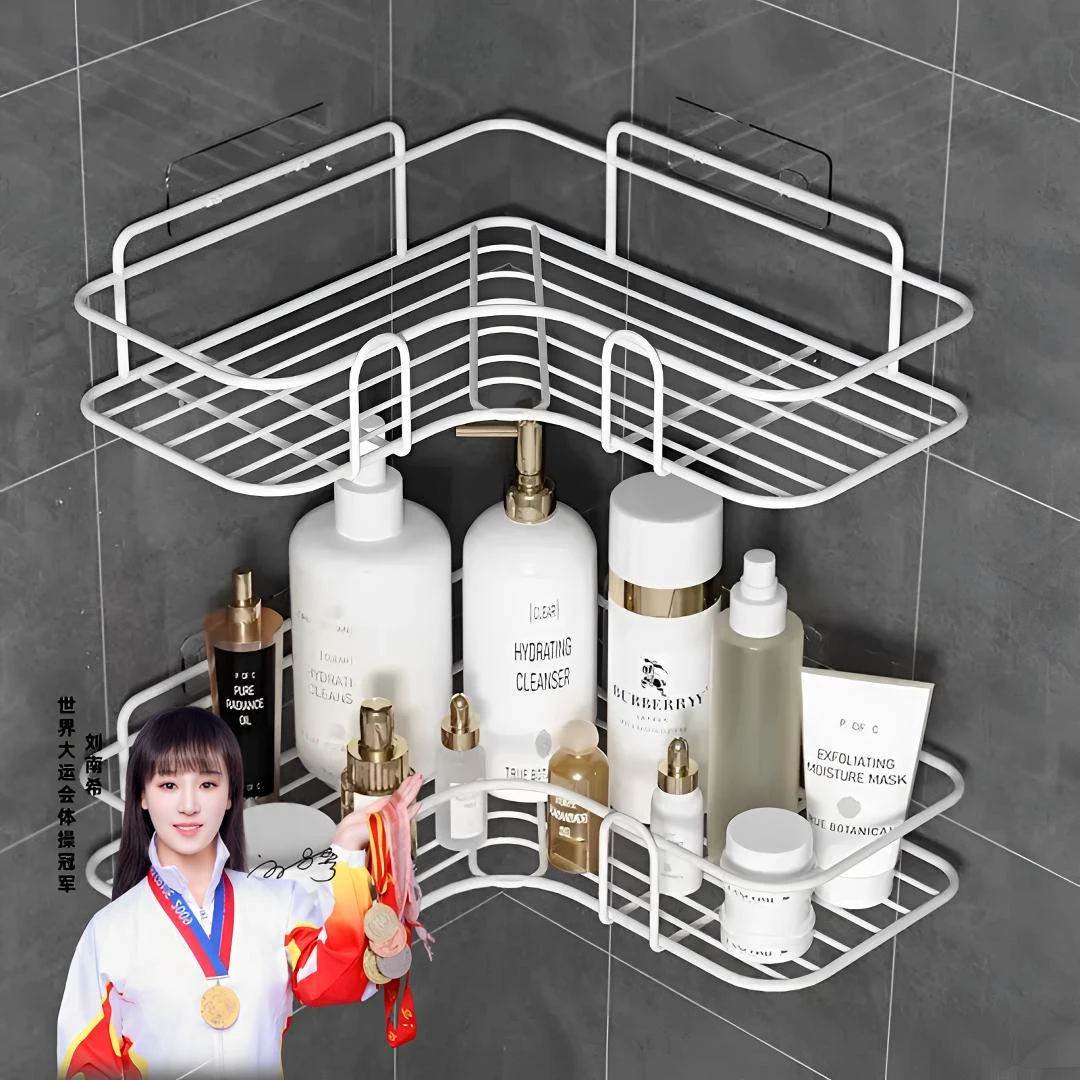 卫生间转角三角置物架浴室墙角免打孔壁挂式长形架收纳沥水置物架