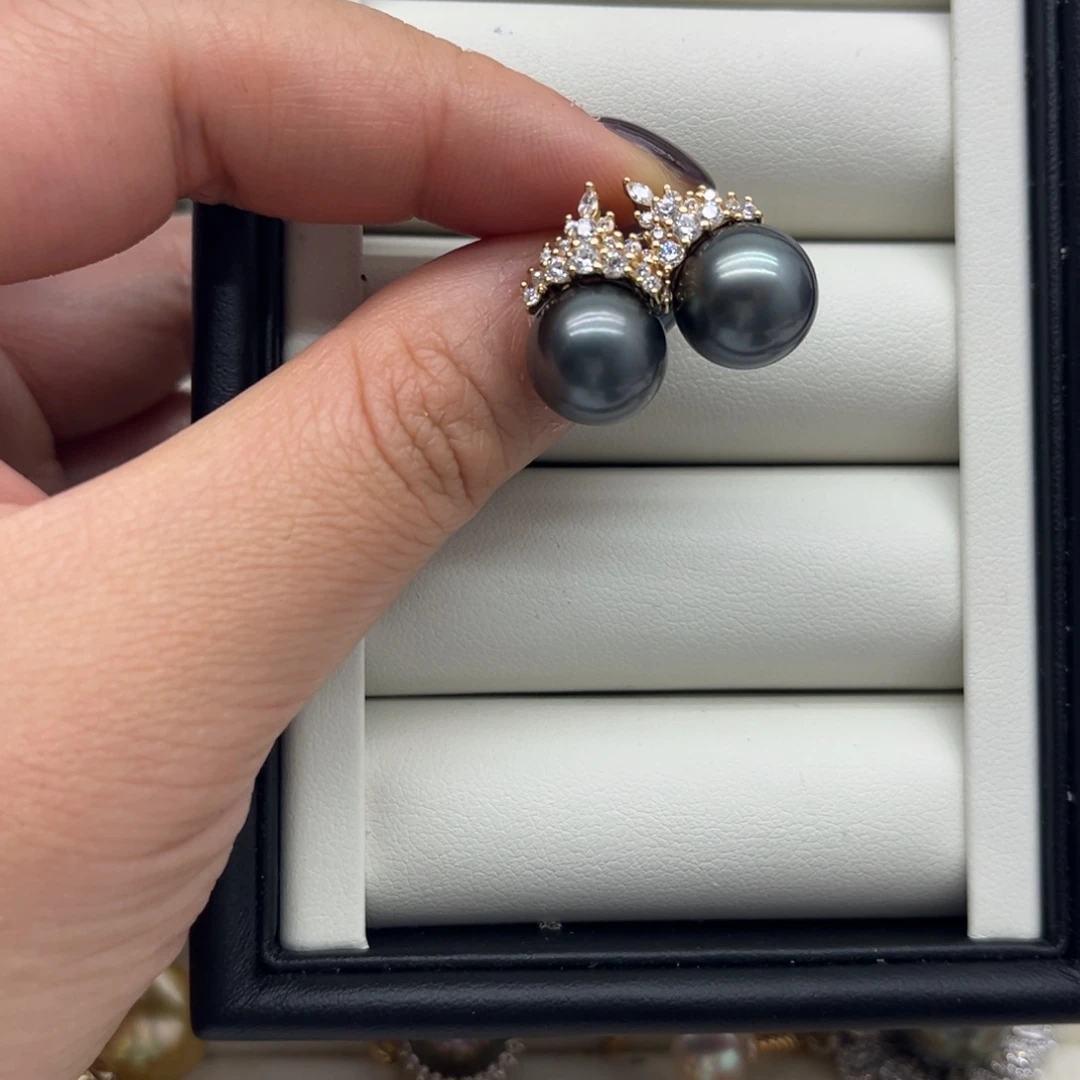 海水珍珠耳饰银S925镶嵌