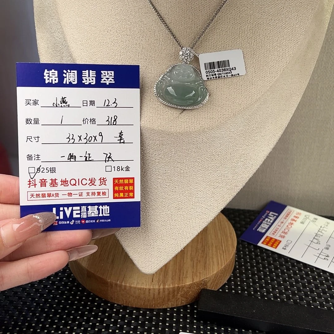 小***燕翡翠银S925镶嵌颈饰