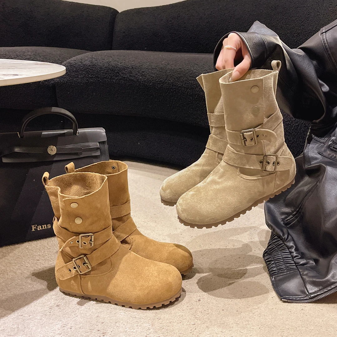 【多米】复古显瘦美拉德马丁靴2025新款两穿勃肯时尚超火堆堆短筒靴