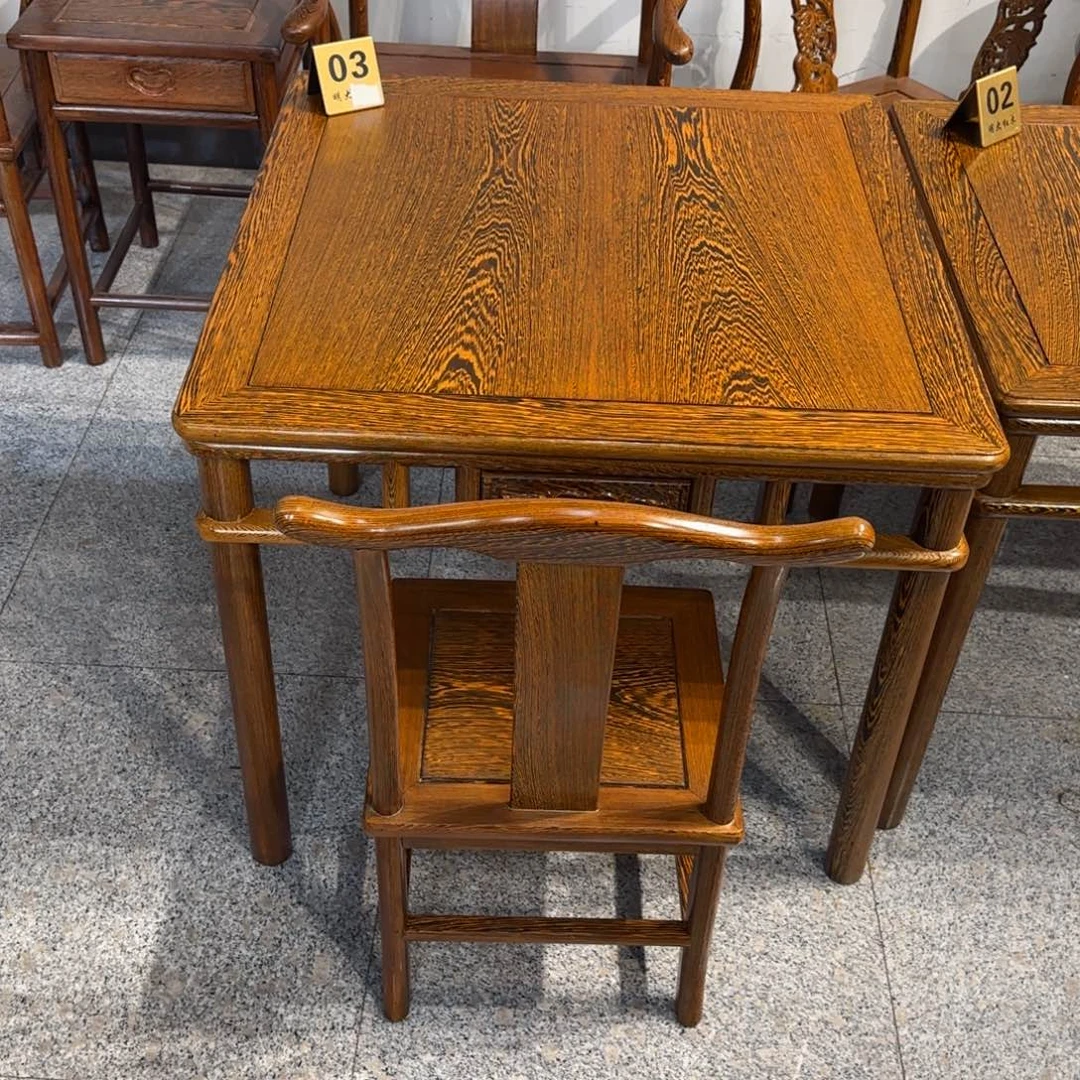 继***石鸡翅木类成套家具78乘78高68一桌四椅