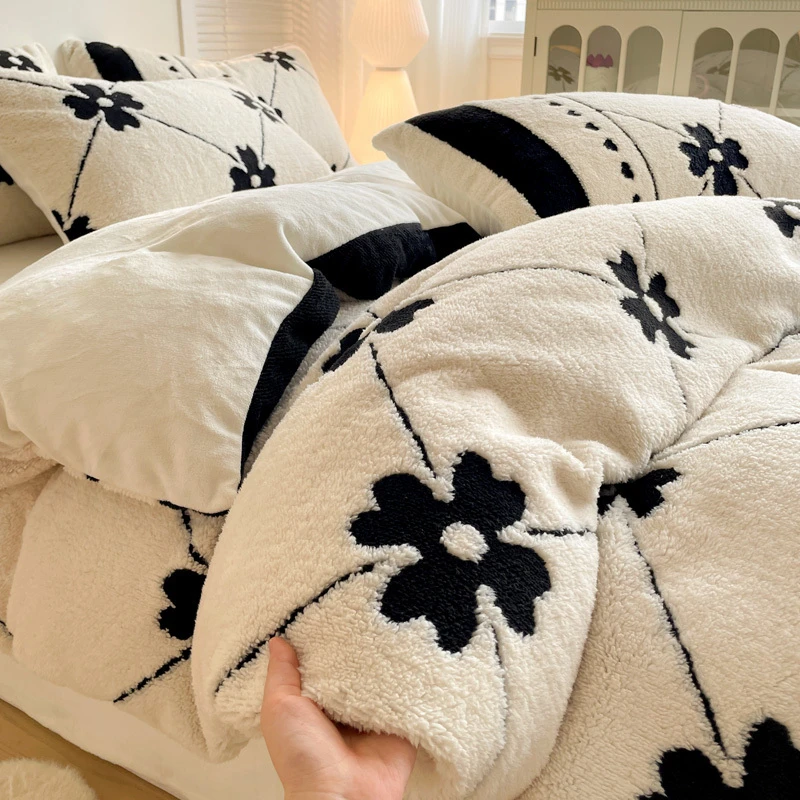 秋冬新款高克重阳离子云锦绒牛奶绒四件套969花间格语