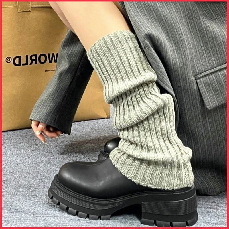 高级灰色百搭耐看搭配鲨鱼裤堆堆袜子女秋冬款袜套女舒适针织袜