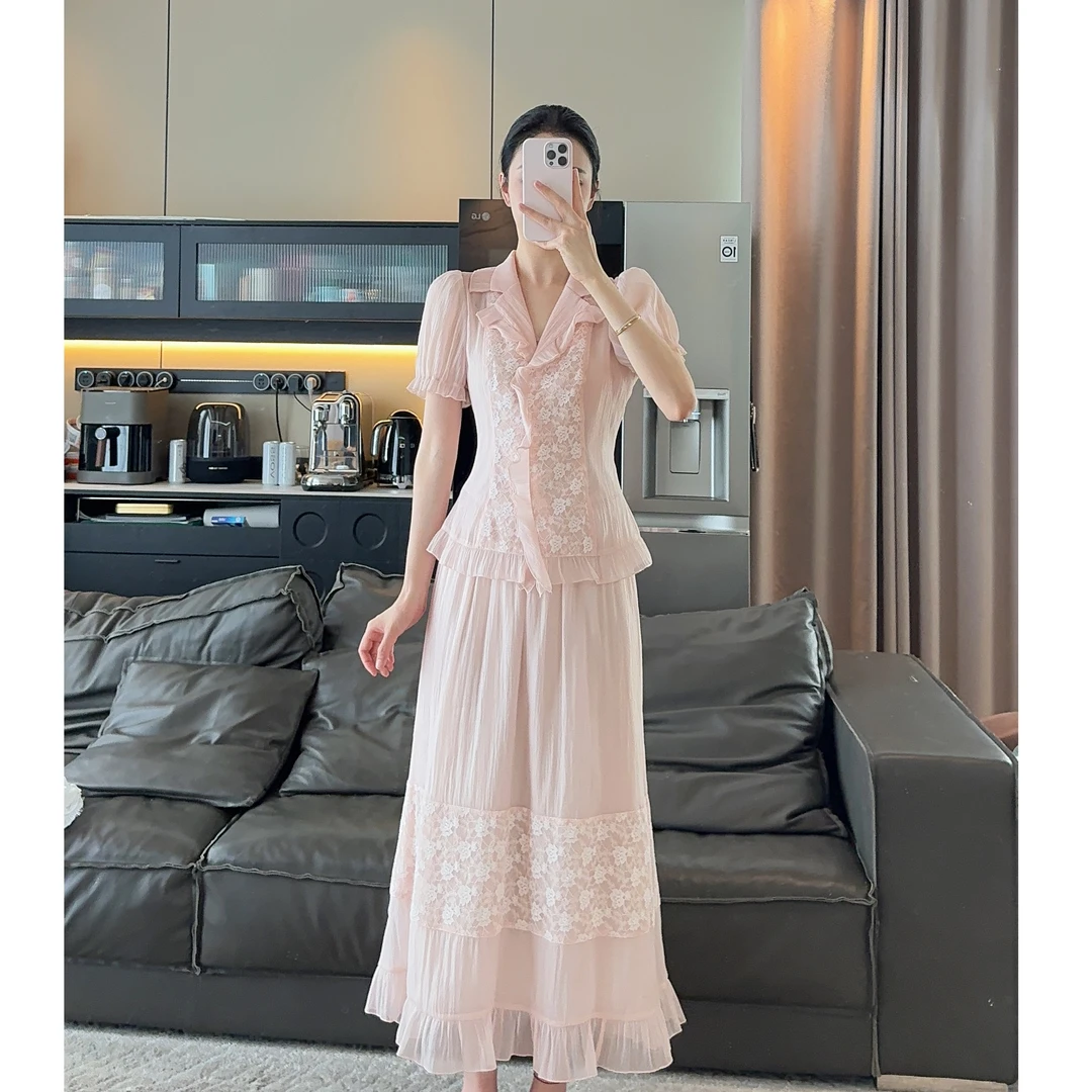 Zwinnie/詹维尼【樱花粉】氛围感显瘦气质款轻奢套装 GYS202575