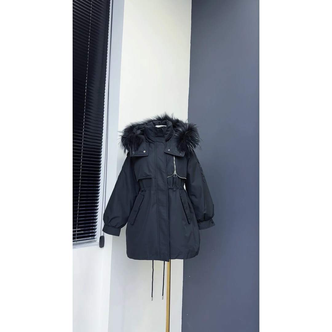 品牌原单摩多高端高奢蓬松保暖鸭绒派克羽绒服-黑色-9708