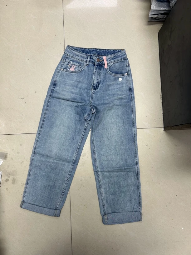 后口袋撞色小男友裤22277