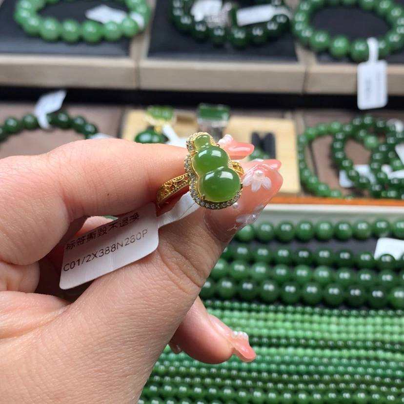 【闪购商品】和田玉（碧玉）戒指银S925镶嵌