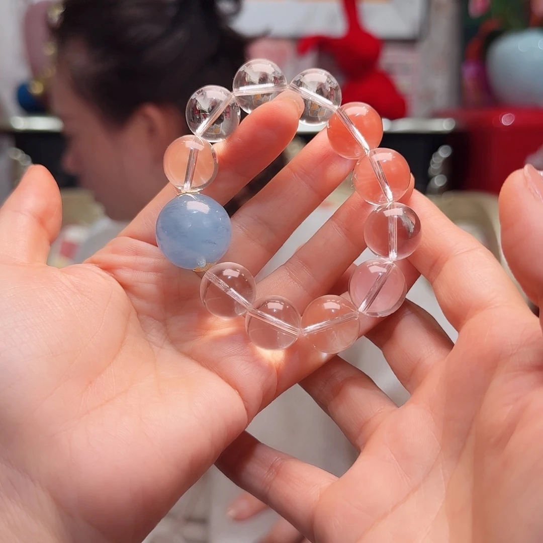 水晶手串18K金镶嵌李*手串