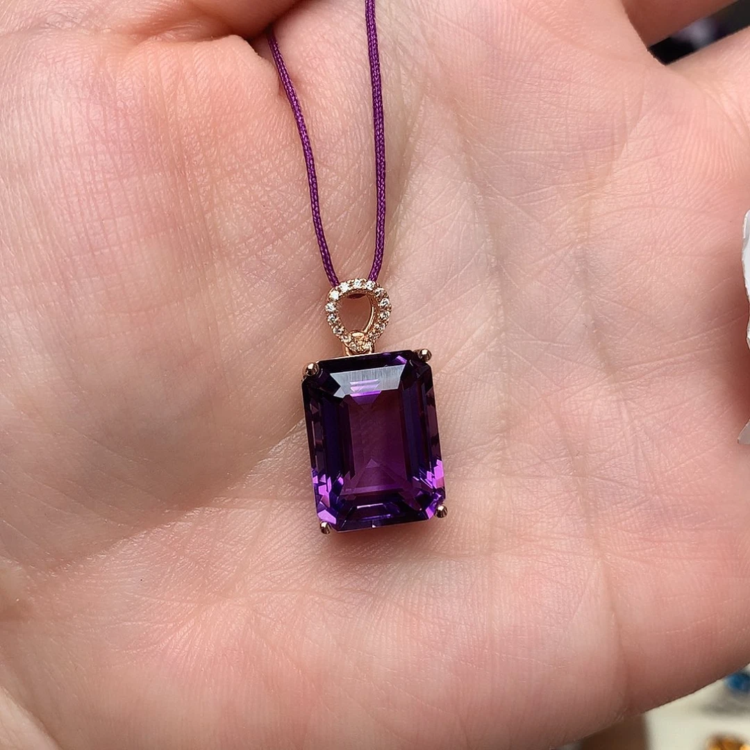 银S925镶嵌吊坠(赠链)紫晶L