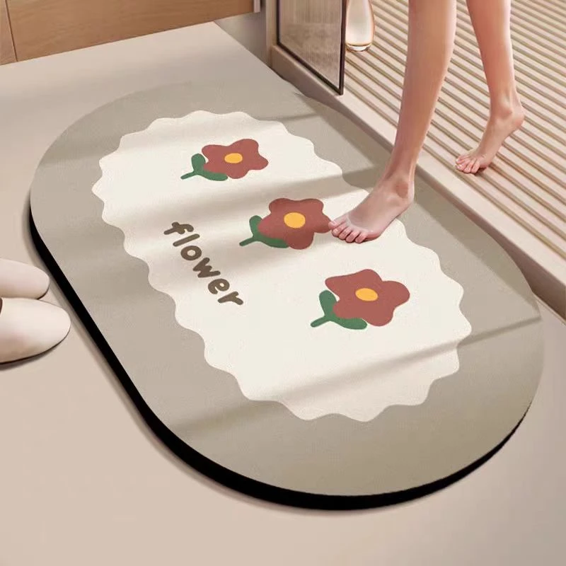 梦轩月创意硅藻泥浴室吸水防滑地垫家用垫子卧室卫生间速干厕所