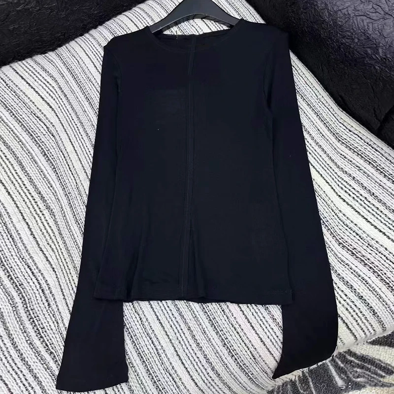 《285》南油高定气质百搭纯色简约长袖圆领打底衫