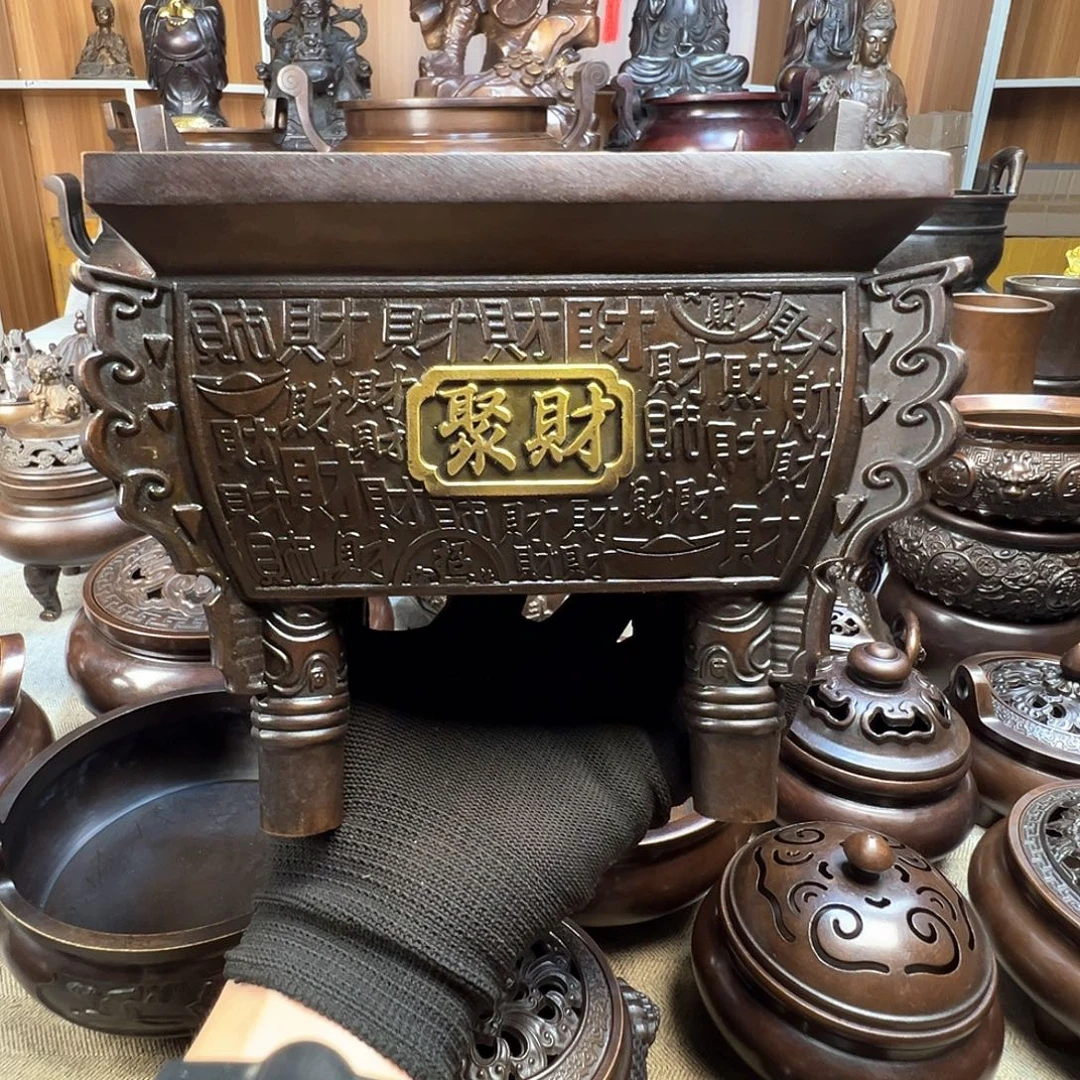 美***膳铜鼎铜摆件风水摆件