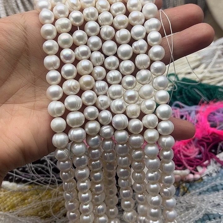 玛瑙/玉髓未镶嵌珠宝半成品一条9mm左右螺纹珍珠