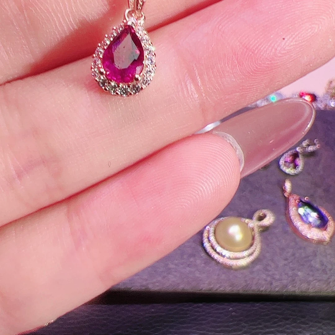 碧玺颈饰银S925镶嵌碧玺