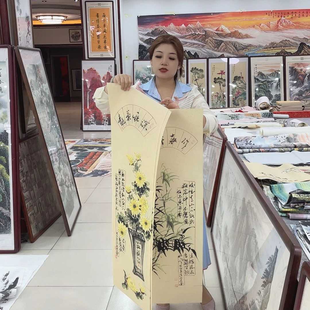 国画纯手绘，微瑕疵