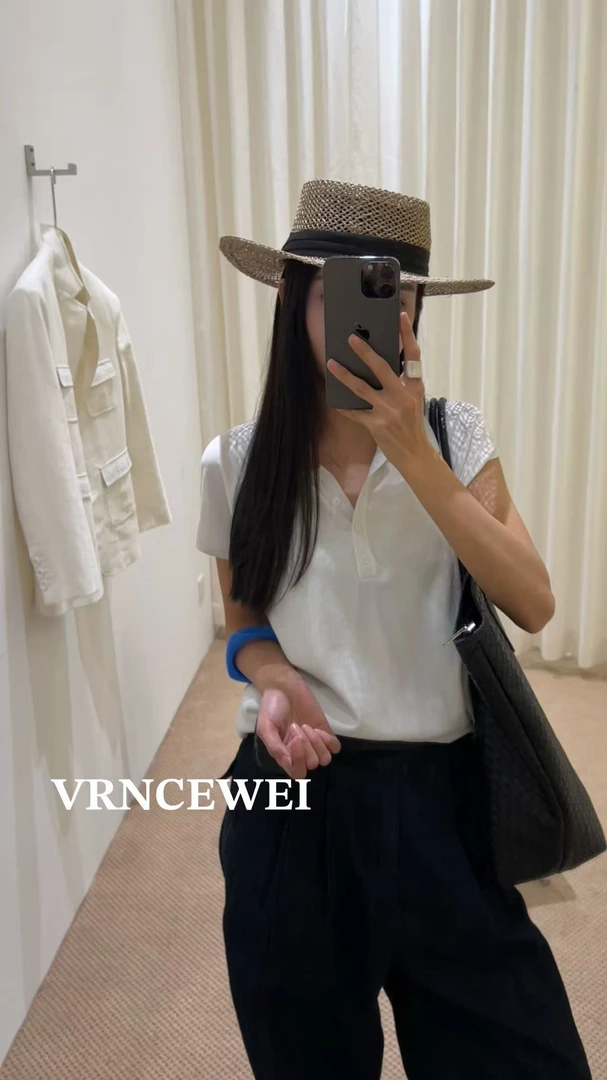 福秒-polo领坎肩的、老钱松弛感宽松上衣（657R9901#）VRNCEWEI