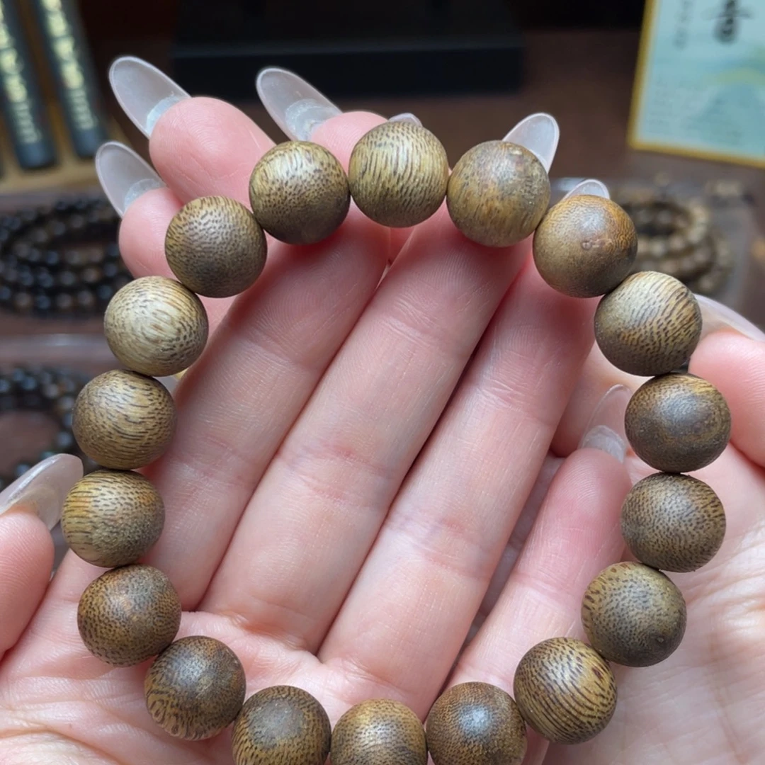 沉香手串芽庄绿奇楠7分沉1.2单圈