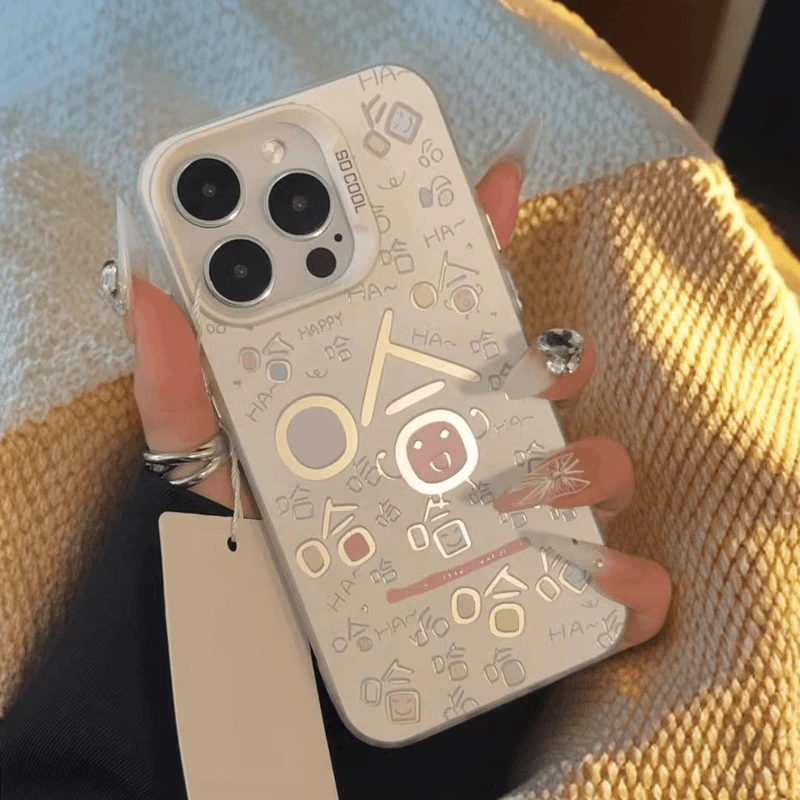 彩屏哈哈适用苹果15PROMAX高颜值手机壳iPhone16卡通14硬壳xs元气