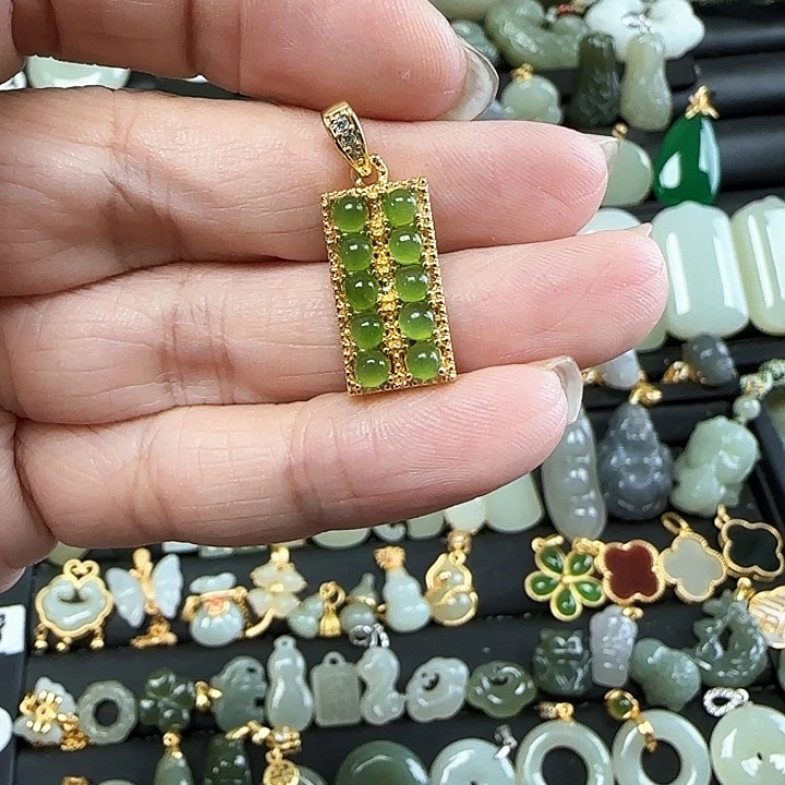 和田玉银S925镶嵌吊坠(不含链)