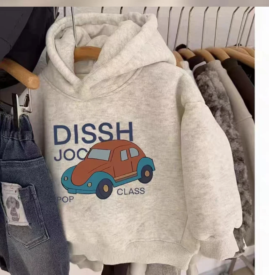 【加绒加厚】宝宝绒儿童韩版休闲宽松洋气连帽汽车卫衣上衣