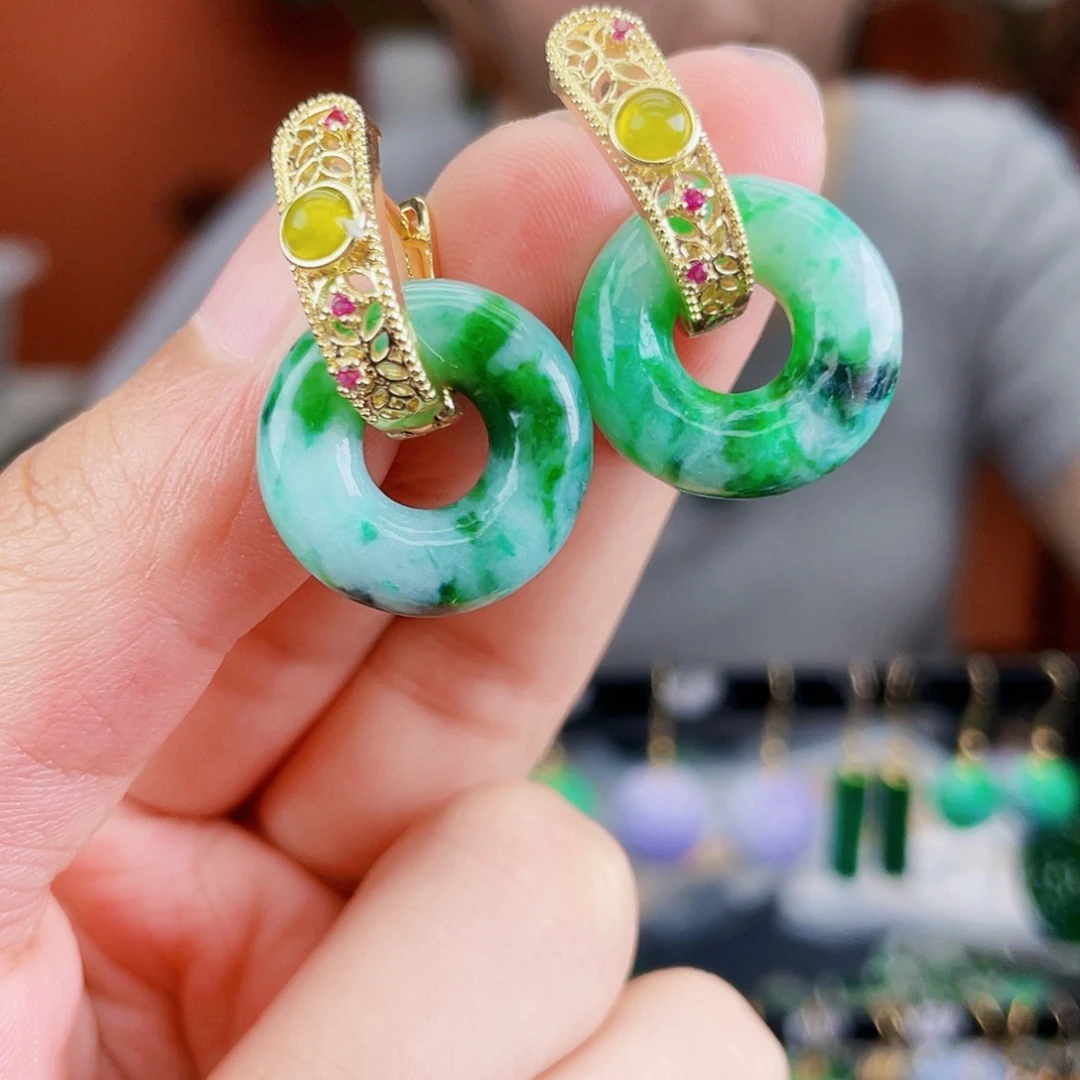 翡翠未镶嵌耳饰饰品