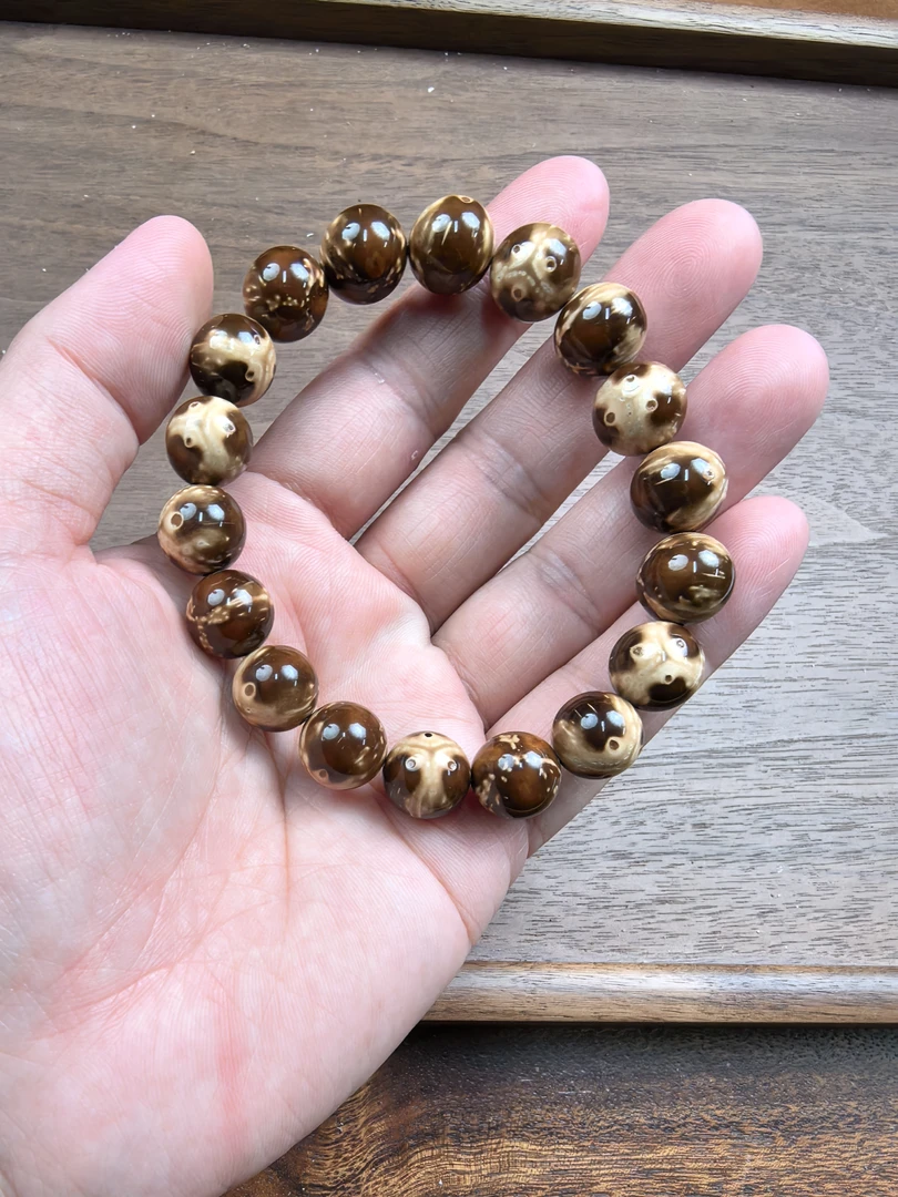 紫金鼠手串熊猫正圆光珠11-13mm直播间多样性发货