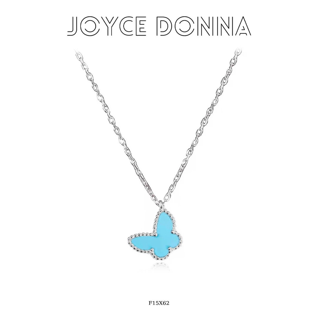 925银 镀K金 法式气质高级感精致百搭蓝色蝴蝶项链 F15X62