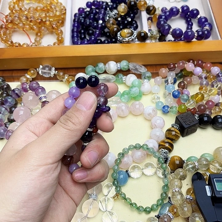 水晶手链银S925镶嵌渐变