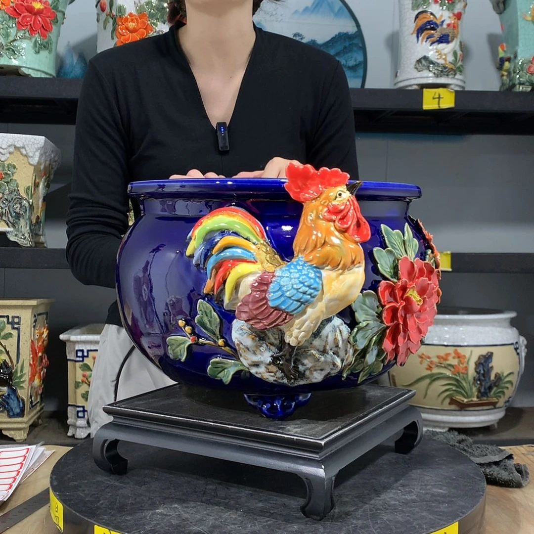 $***开高温烧制石湾盆不退换