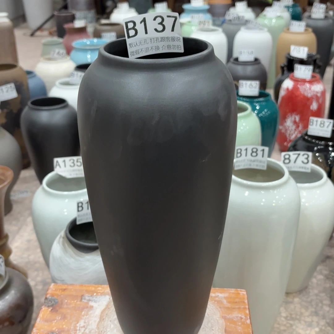 陶摆件瑕疵137 景德镇陶瓷花瓶高34口9