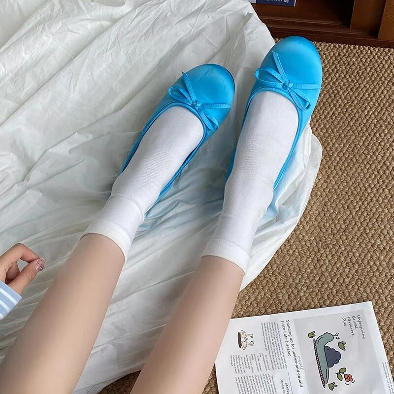 平底温柔晚晚鞋子复古圆头蓝色小单鞋芭蕾舞鞋夏季结女鞋