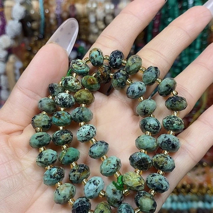 玛瑙/玉髓未镶嵌珠宝半成品天然非洲松切面车轮卡10mm