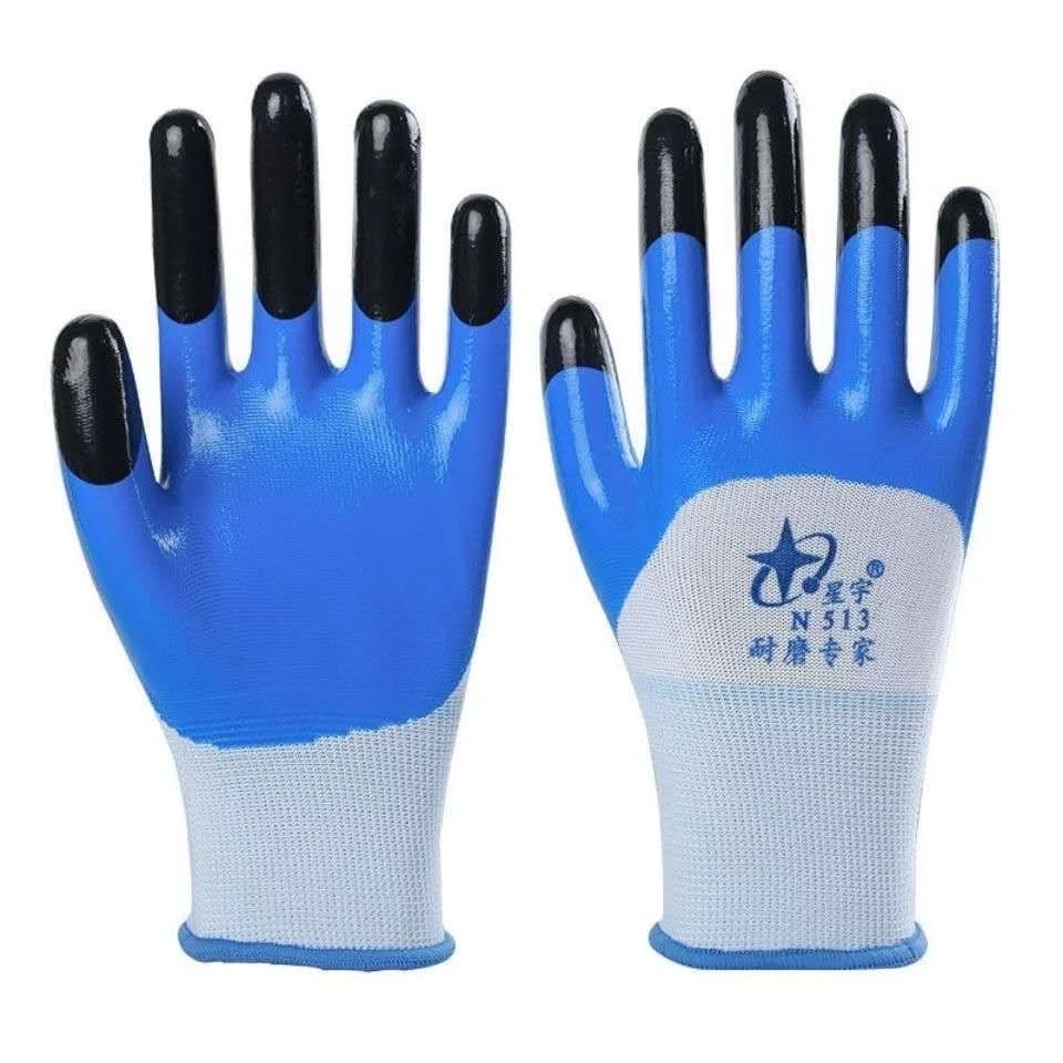 星宇N513丁青防滑防水防油透气耐磨劳保手套建筑工地机床工作专用