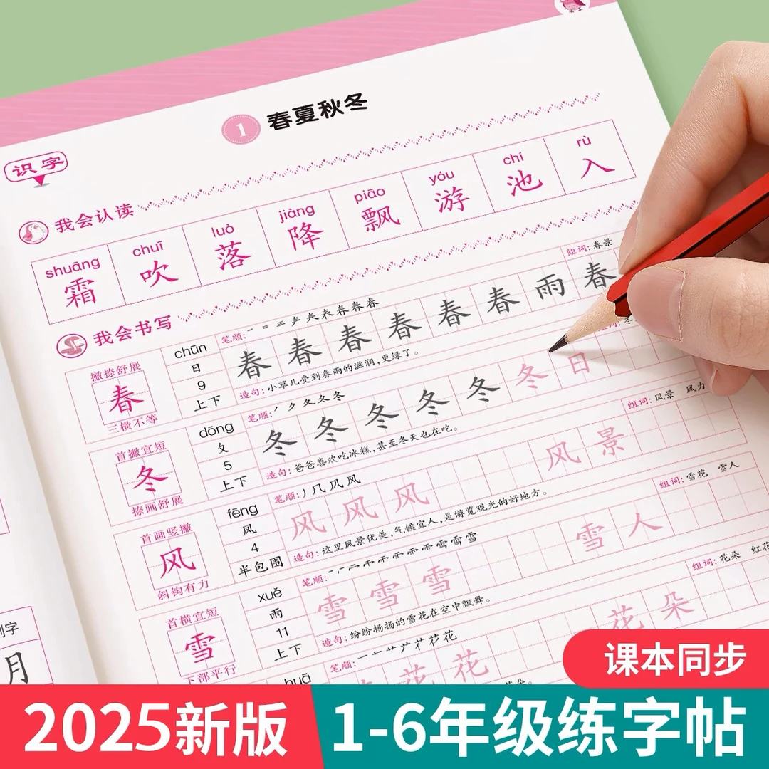 2025新版1-6年级同步练字帖上下册语文人教版生字抄写本