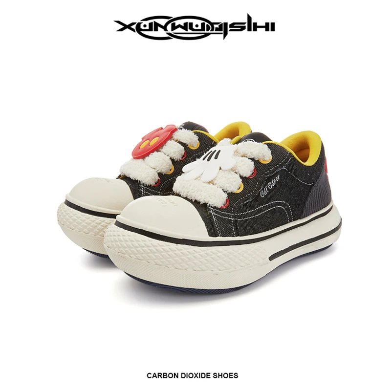 米奇胡迪联名大头帆布鞋厚底丑萌增高可爱板鞋子男女同款情侣百搭