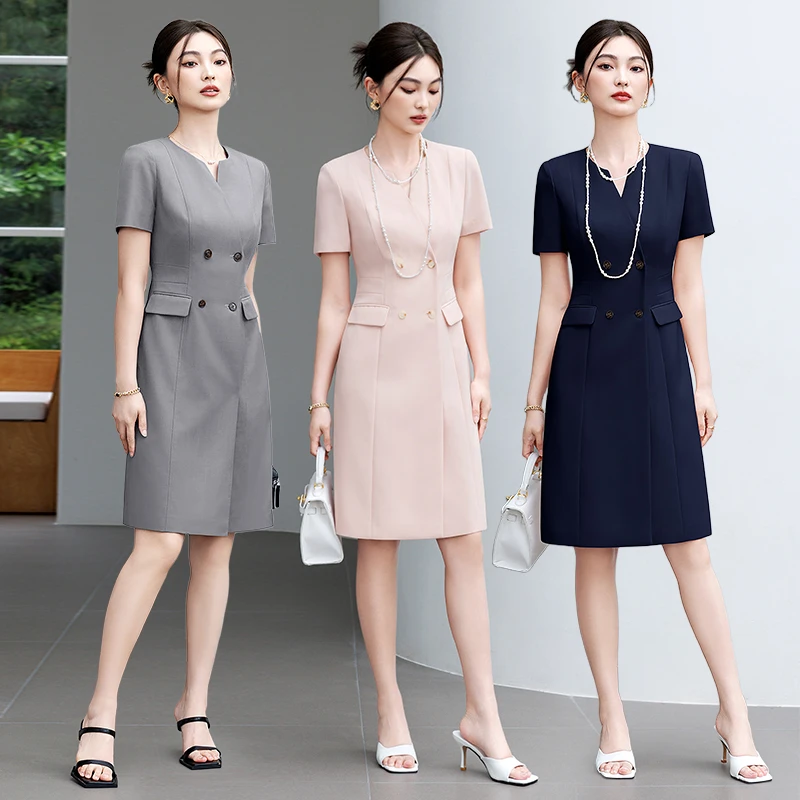 芭妃娅高级感西装连衣裙气质职场通勤正装裙高端美容院前台工作服